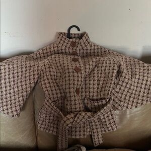 Banana Republic Brown and Cream Tweed and Pink Jacket